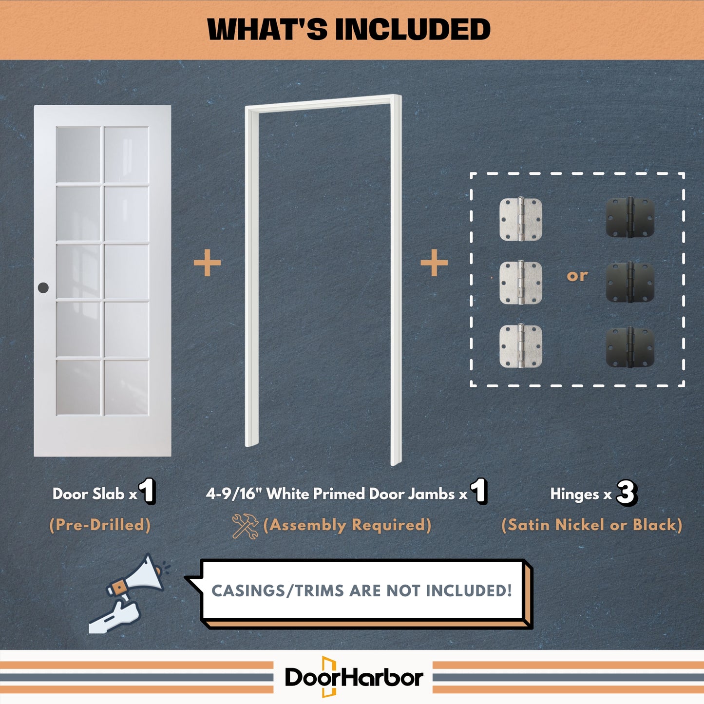 10-Lite Clear Glass Design Interior Door, White Primed, Solid Core