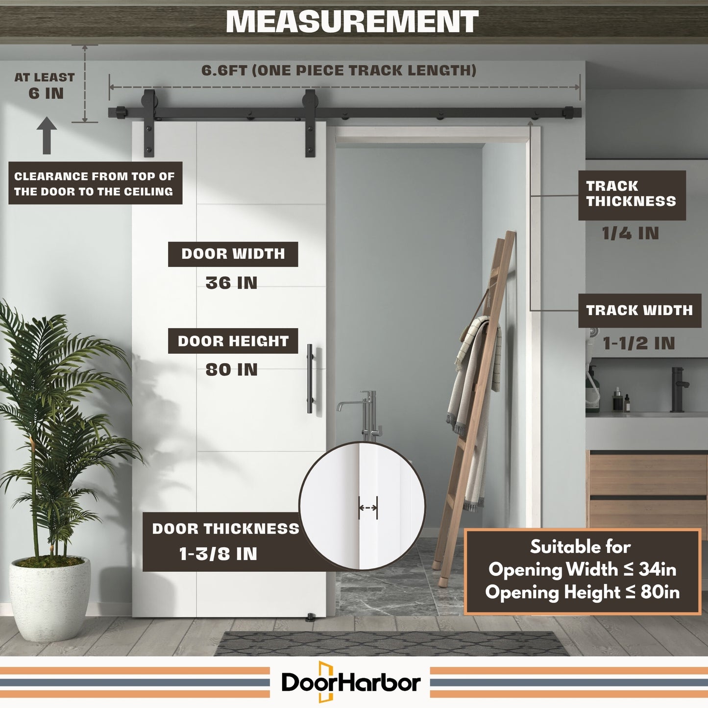Pre-Assembled Sliding Barn Door with ALL-IN-ONE Black Hardware Kit, Berkley Flush Design, Solid Core, White Primed, with One-Piece Track, Includes Handle and Lock