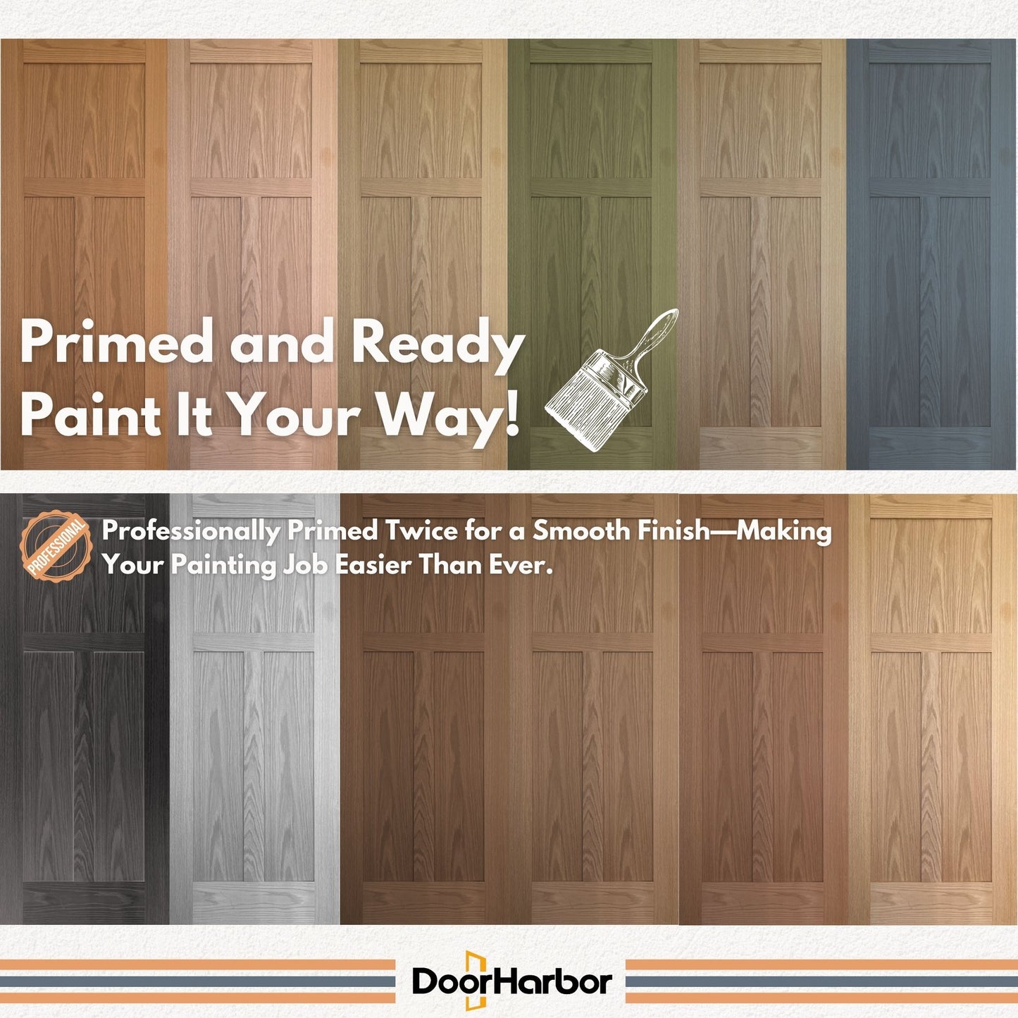 Pre-Assembled Sliding Barn Door with ALL-IN-ONE Black Hardware Kit, 3-Panel Shaker Design, Solid Core, Oak Veneer Finish, with One-Piece Track, Includes Handle and Lock