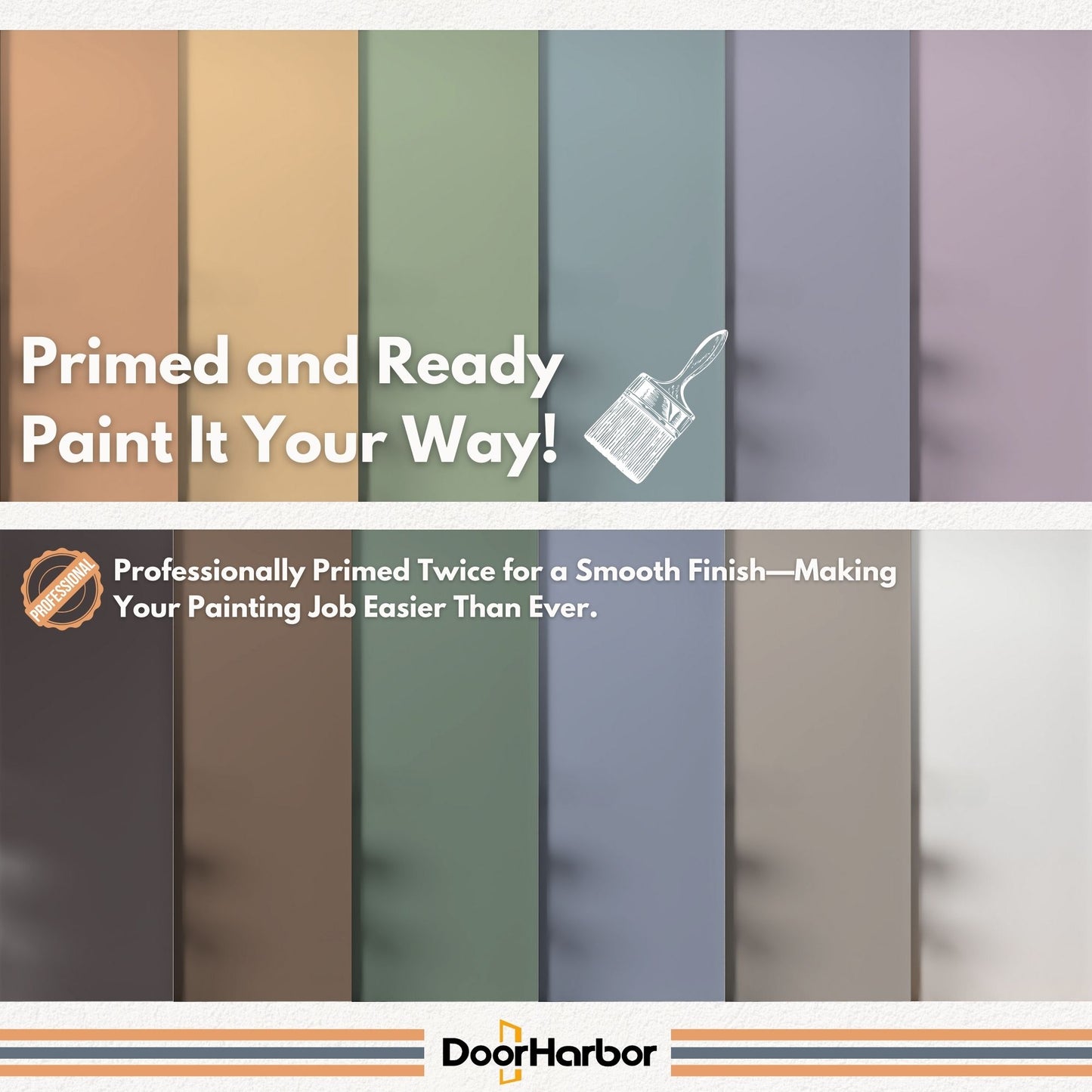 Prehung Interior Door, 5-Lite Frosted Glass Design, White Primed, Solid Core, with Jambs Kit, Black or Satin Nickel Hinges, and Pre-Drilled Lock & Hinge Holes