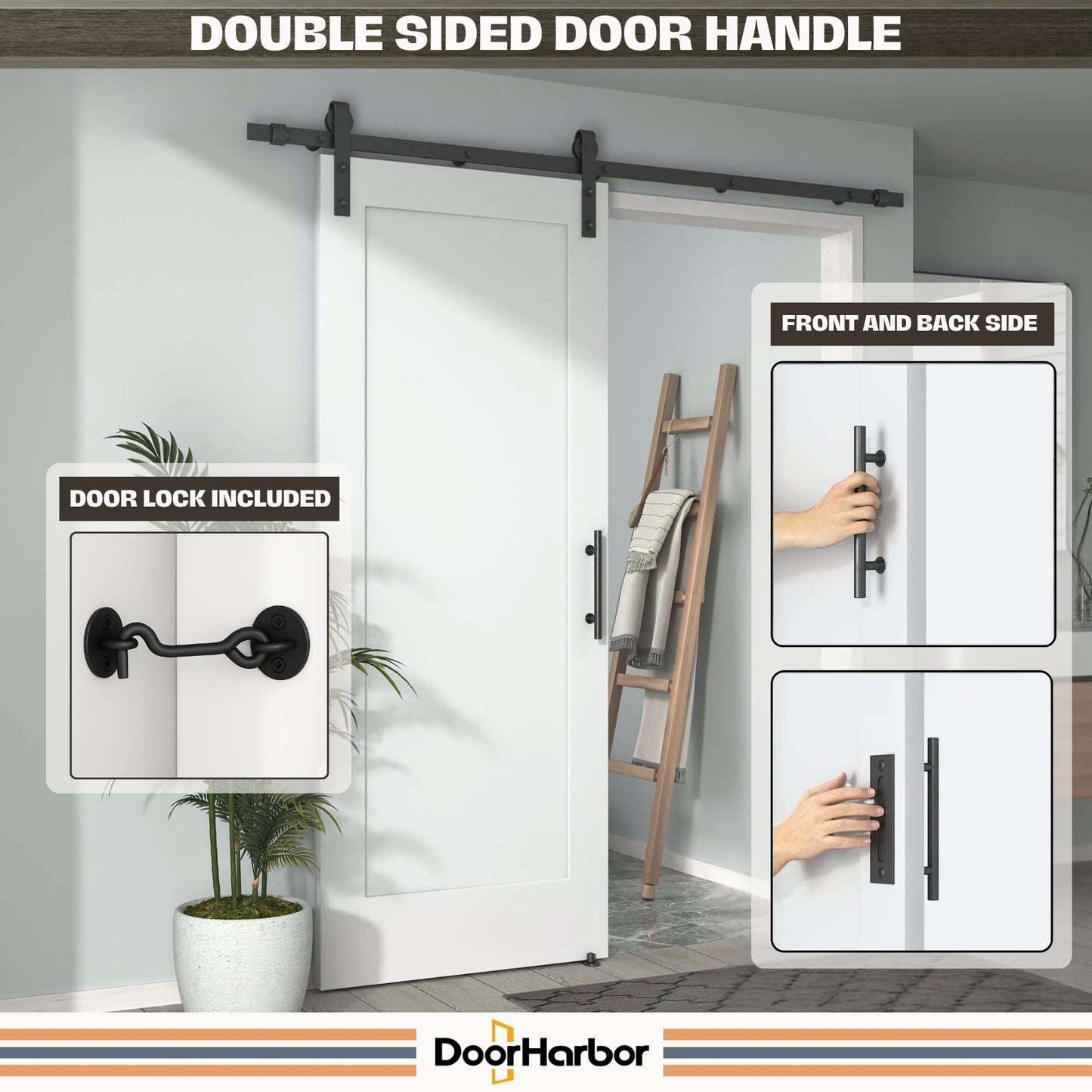 Pre-Assembled Sliding Barn Door with ALL-IN-ONE Black Hardware Kit, 1-Panel Shaker Design, Solid Core, White Primed, with One-Piece Track, Includes Handle and Lock