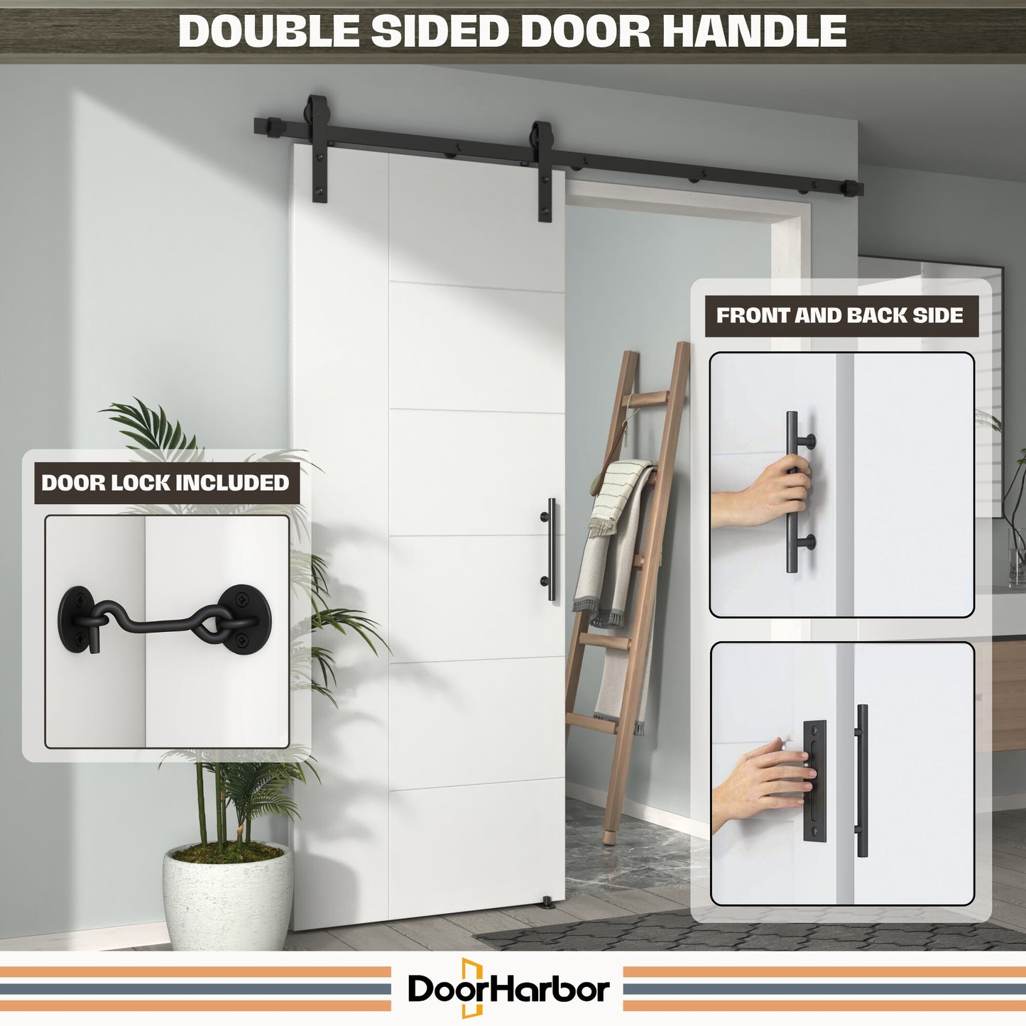 Pre-Assembled Sliding Barn Door with ALL-IN-ONE Black Hardware Kit, Berkley Flush Design, Solid Core, White Primed, with One-Piece Track, Includes Handle and Lock