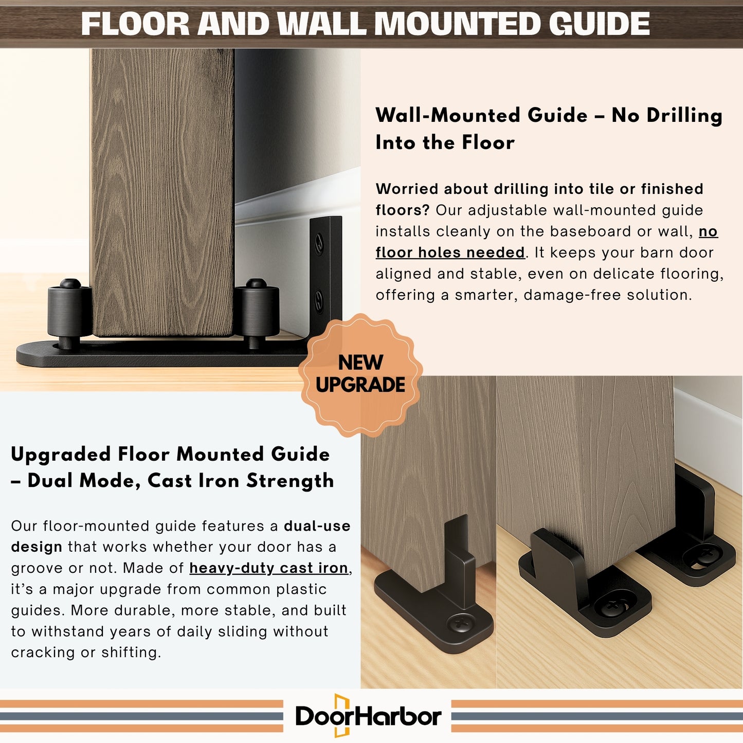 Pre-Assembled Sliding Barn Door with ALL-IN-ONE Black Hardware Kit, 5-Panel Shaker Design, Solid Core, Walnut Veneer Finish, with One-Piece Track, Handle and Lock