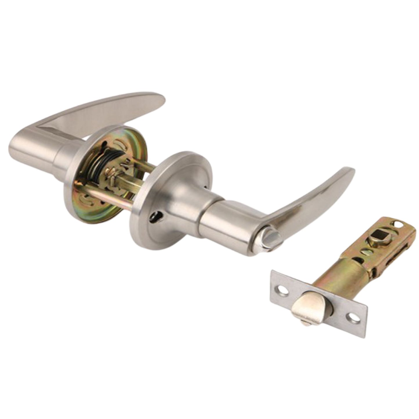 Privacy Lock Interior Door Handle, Straight Lever, Satin Nickel Finish, Zinc Alloy, Ideal for Bedroom and Bathroom