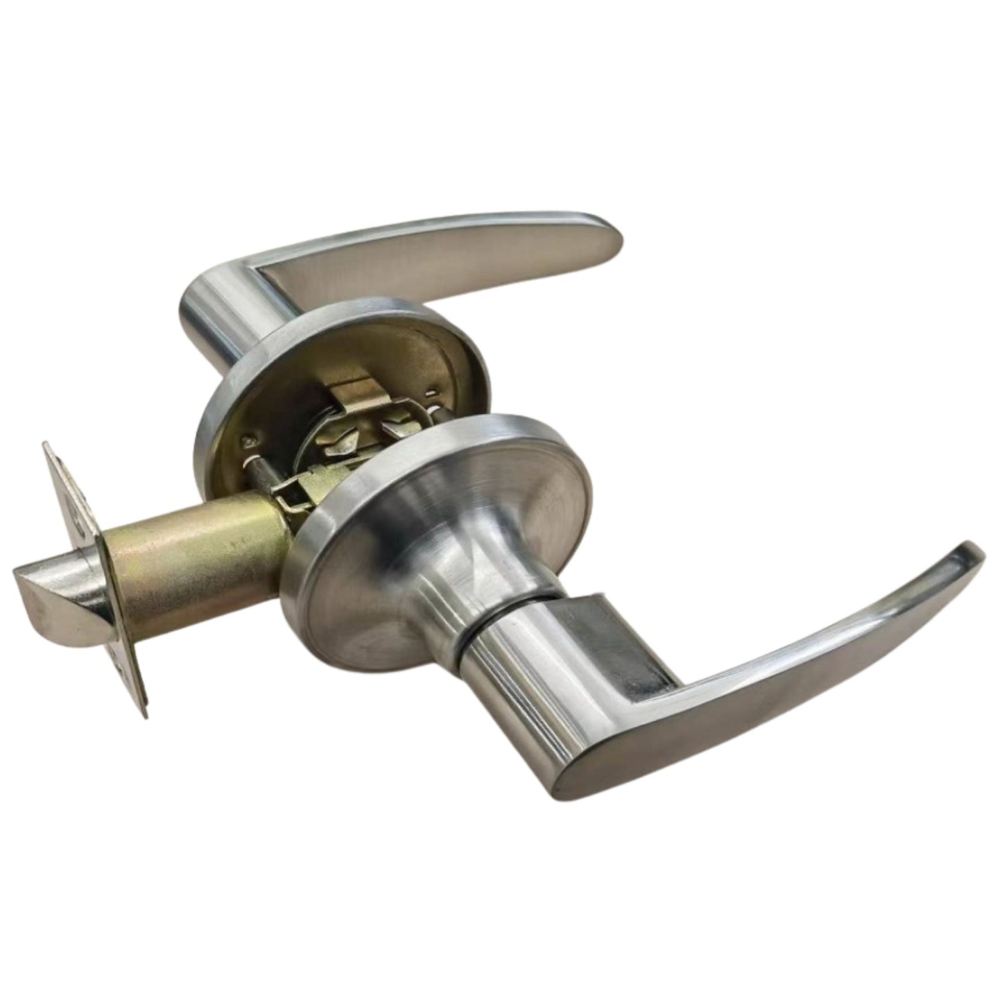 Passage Lock Interior Door Handle, Straight Lever, Satin Nickel Finish, Zinc Alloy, Ideal for Hallway and Closet Doors