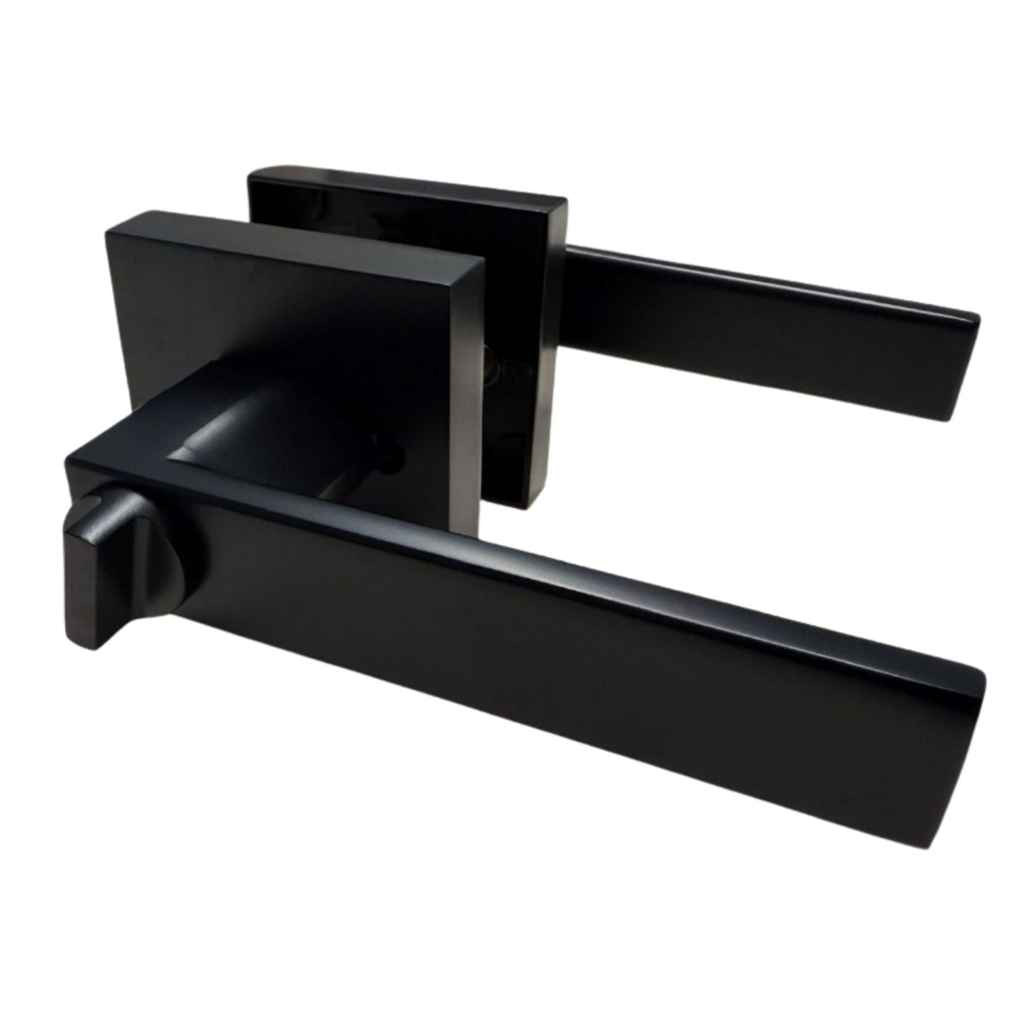 Privacy Lock Interior Door Handle, Flat Lever, Matte Black Finish, Zinc Alloy, Ideal for Bedroom and Bathroom