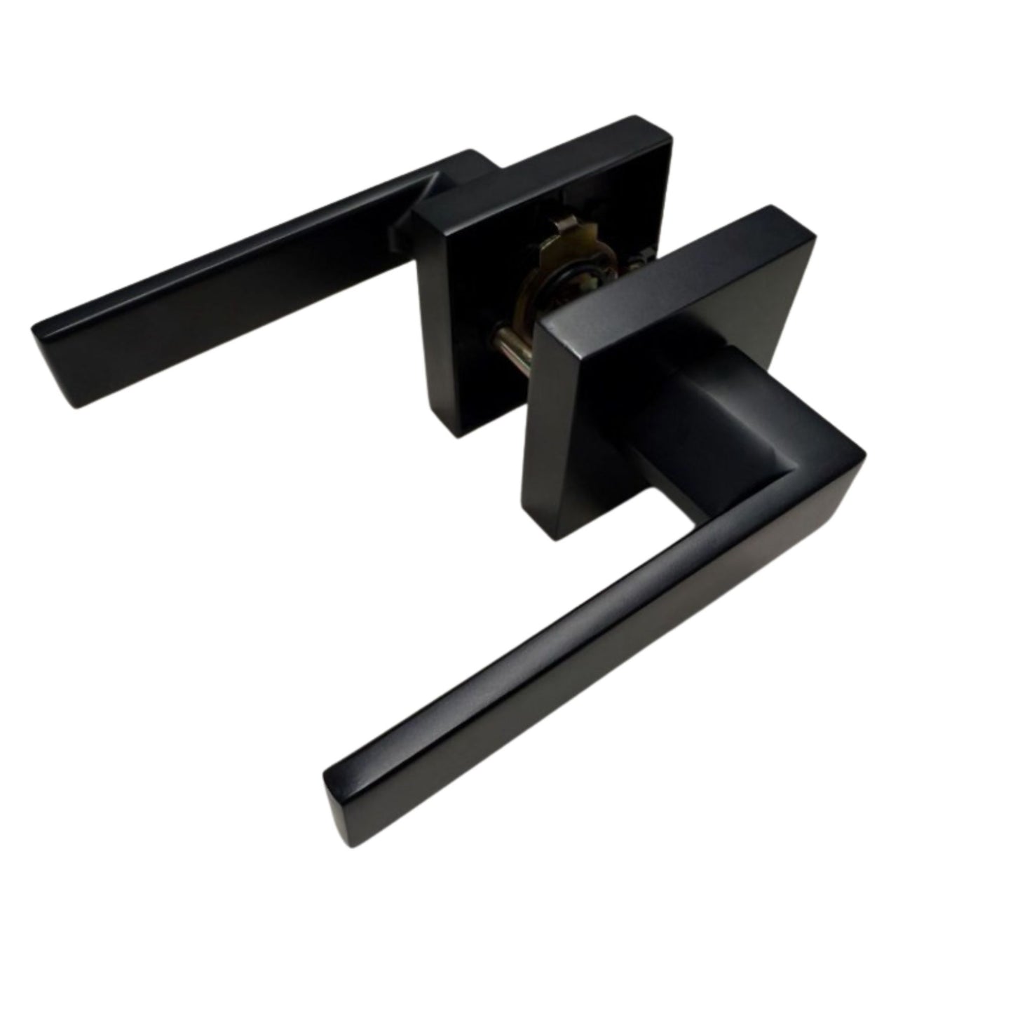 Passage Lock Interior Door Handle, Flat Lever, Matte Black Finish, Zinc Alloy, Ideal for Hallway and Closet Doors