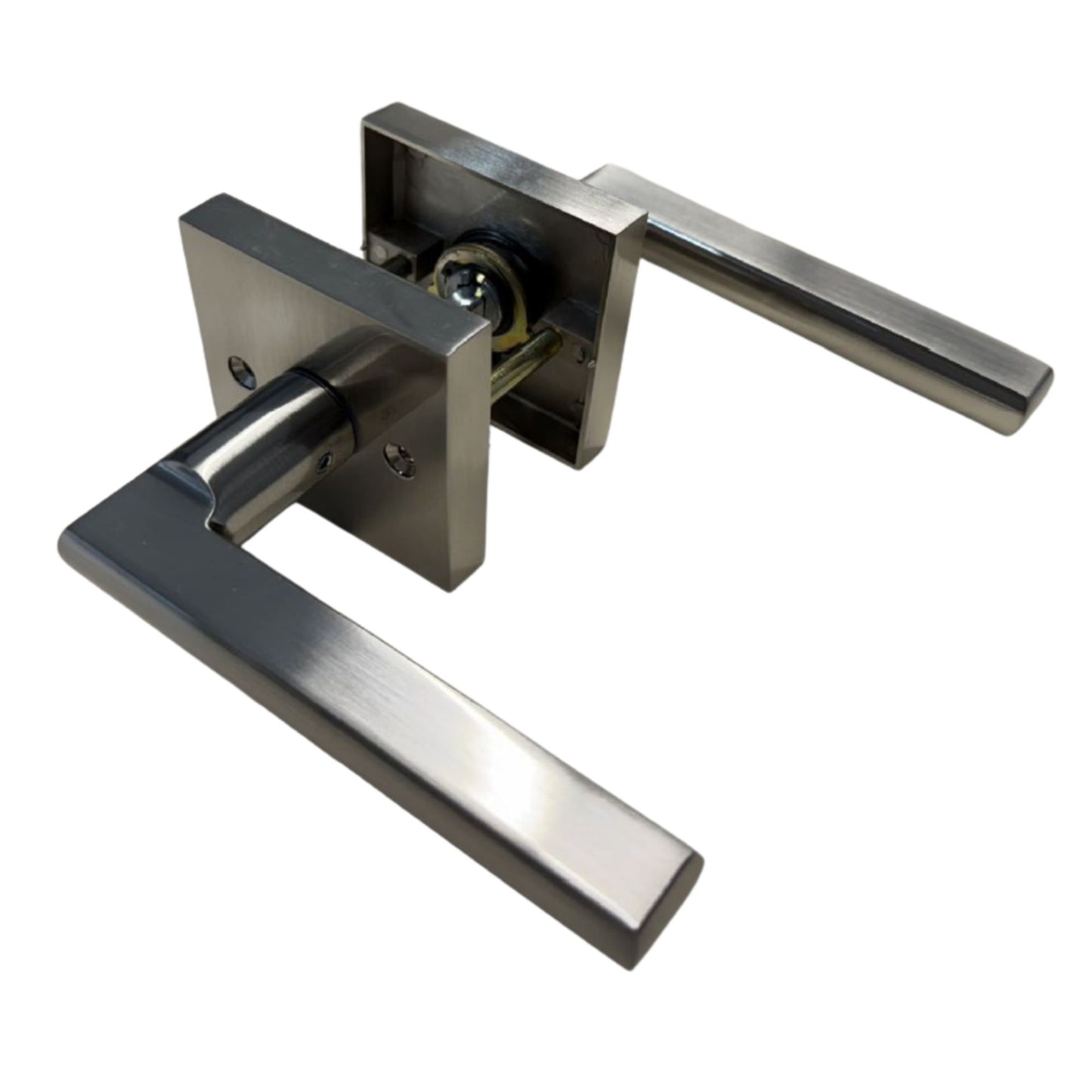 Passage Lock Interior Door Handle, Flat Lever, Satin Nickel Finish, Zinc Alloy, Ideal for Hallway and Closet Doors