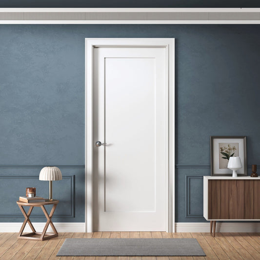 1-Panel Shaker Design Interior Door, White Primed, Solid Core