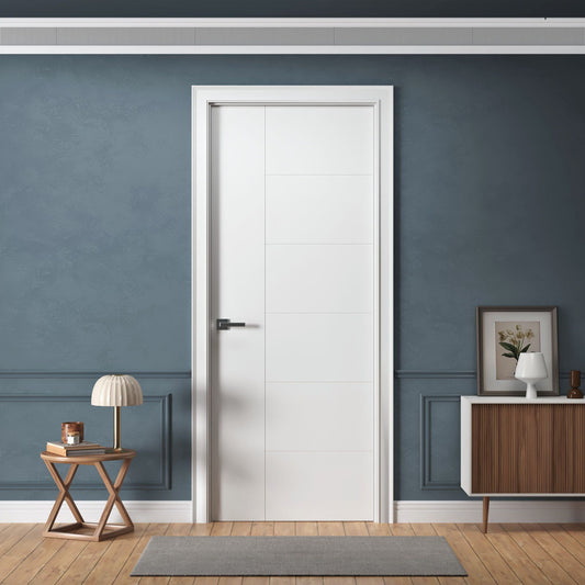 Berkley Flush Interior Door - White Primed Solid Core Door Slab for Sliding Door, Swing Door, Barn Door, Bifold Door or Pocket Door Applications