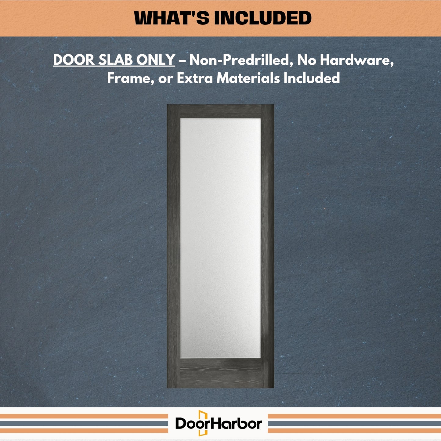 1-Lite Frosted Glass Design Interior Door, Engineered Gray Oak Veneer Finish, Solid Core