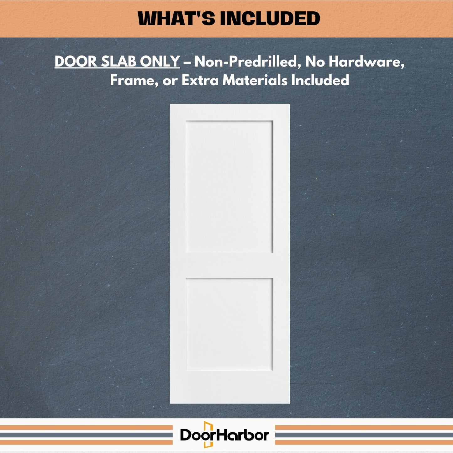 2-Panel Shaker Design Interior Door, White Primed, Hollow Core