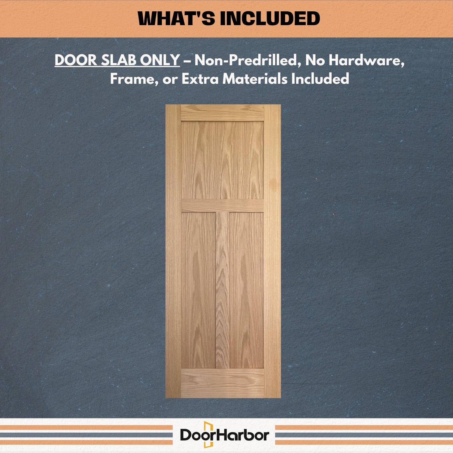 3-Panel Shaker Design Interior Door, Engineered Oak Veneer Finish, Solid Core