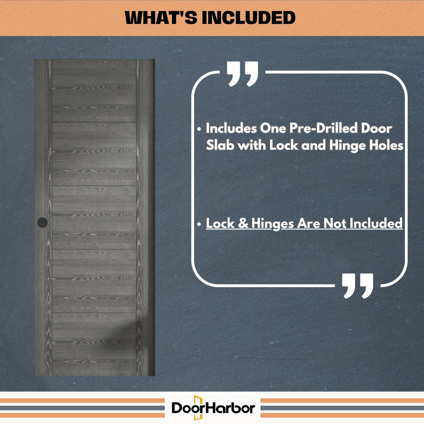 5-Panel Flush Design Interior Door, Engineered Grey Oak Veneer Finish, Solid Core