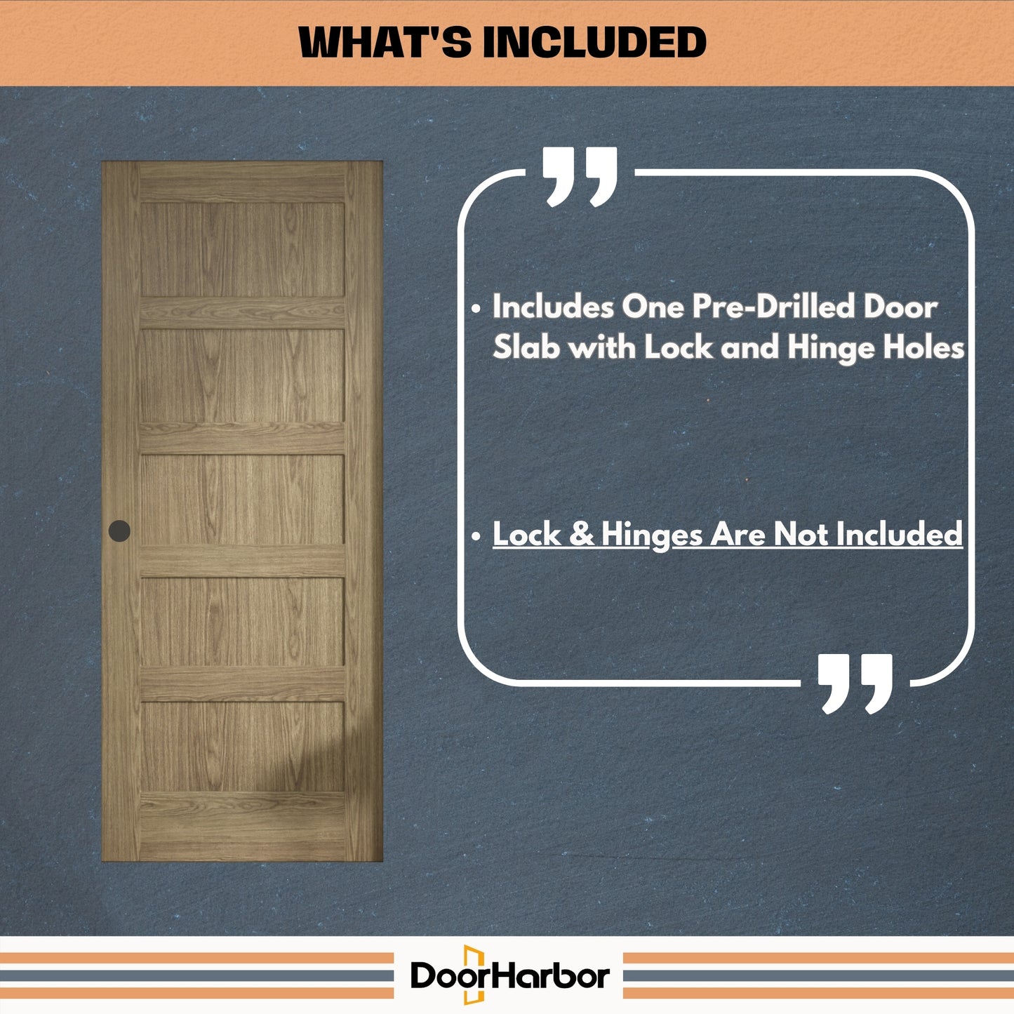 5-Panel Shaker Design Interior Door, Engineered Walnut Veneer Finish, Solid Core
