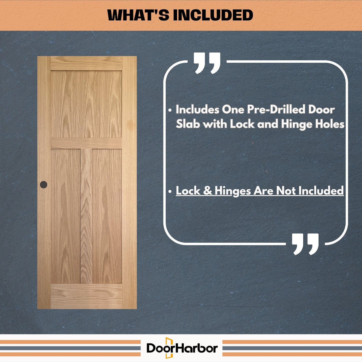 3-Panel Shaker Design Interior Door, Engineered Oak Veneer Finish, Solid Core