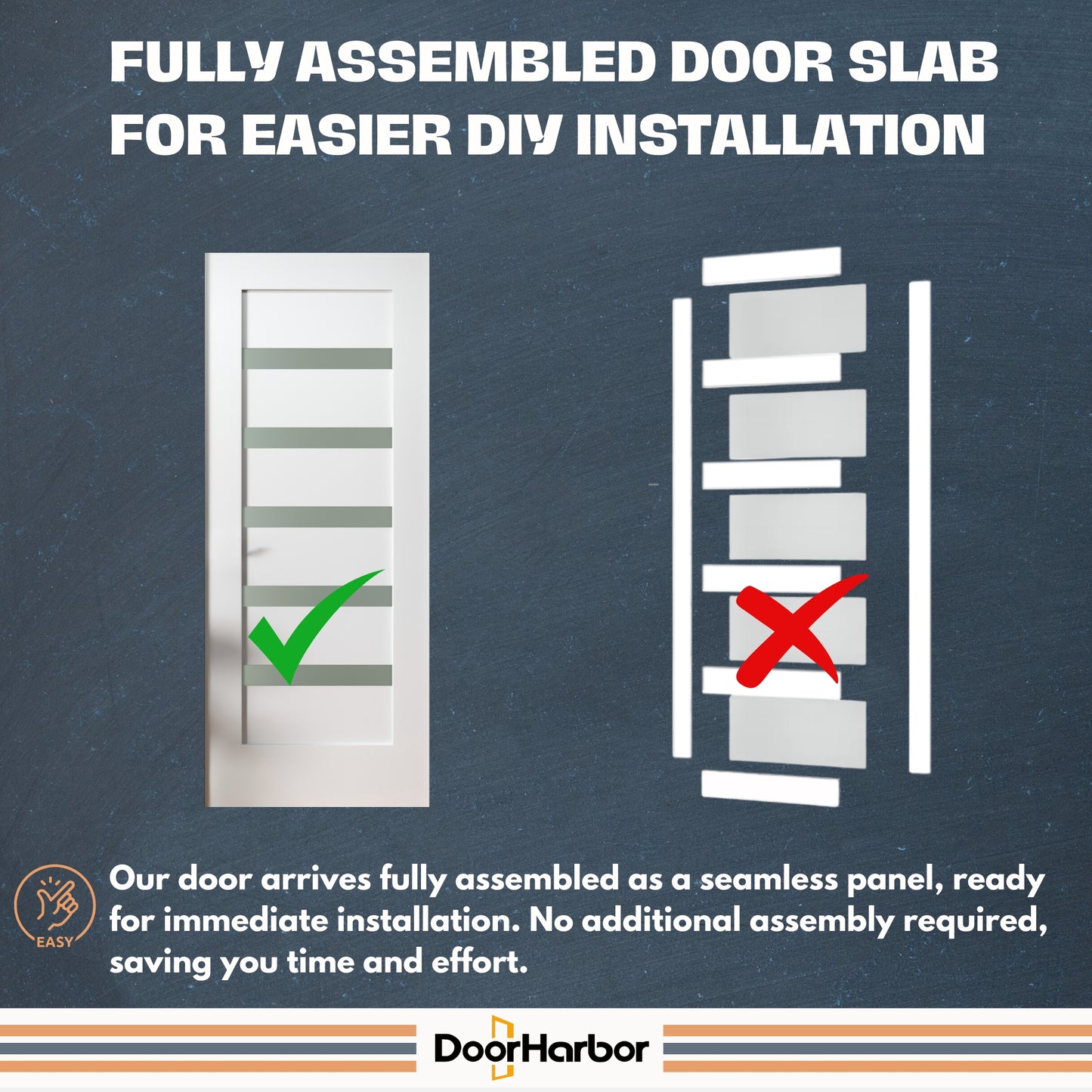 Prehung Interior Door, 5-Lite Small Frosted Glass Design, White Primed, Solid Core, with Jambs Kit, Black or Satin Nickel Hinges, and Pre-Drilled Lock & Hinge Holes