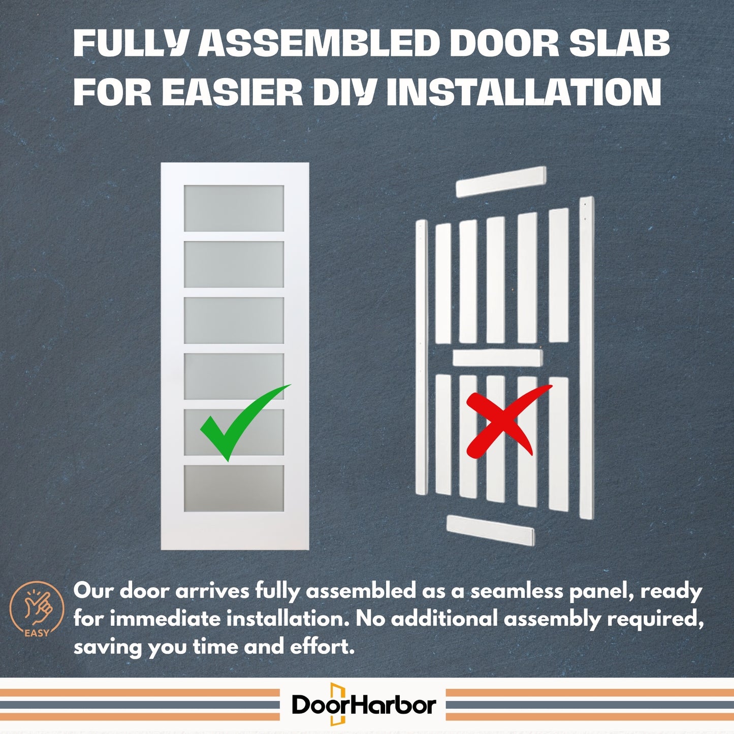 Prehung Interior Door, 6-Lite Frosted Glass Design, White Primed, Solid Core, with Jambs Kit, Black or Satin Nickel Hinges, and Pre-Drilled Lock & Hinge Holes (Copy)