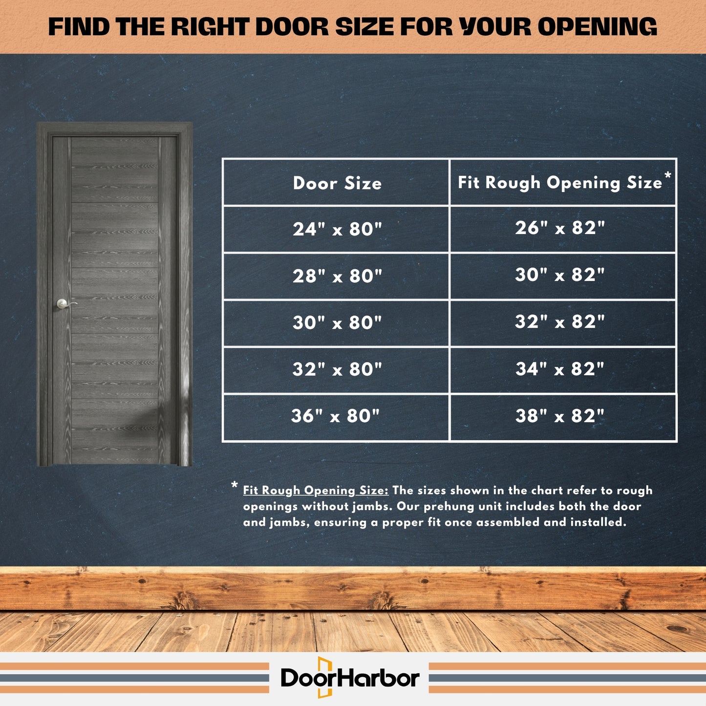 5-Panel Flush Design Interior Door, Engineered Grey Oak Veneer Finish, Solid Core